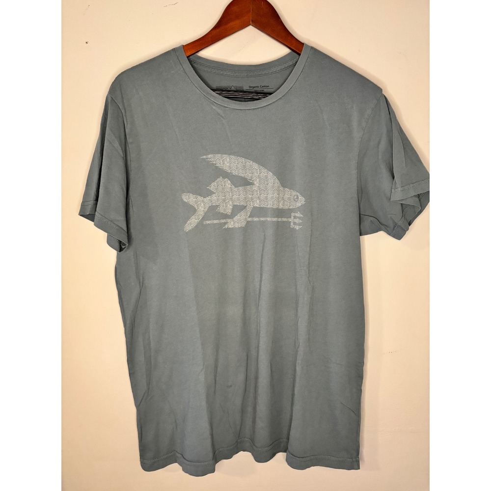 Patagonia Flying Fish Graphic Tee Blue Gray Outdoors Logo Mens L